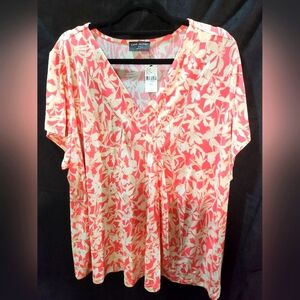 Lane Bryant Women's Pink and White Blouse Plus Size 22/24